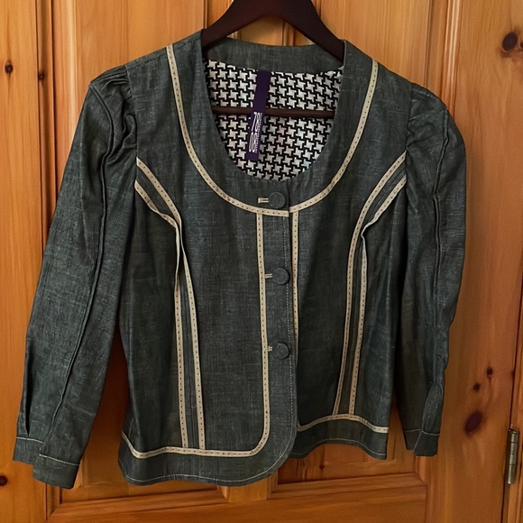 Italian cotton Denim-like blazer 7808 size 42 EU (medium in Canada) - Picture 6 of 8